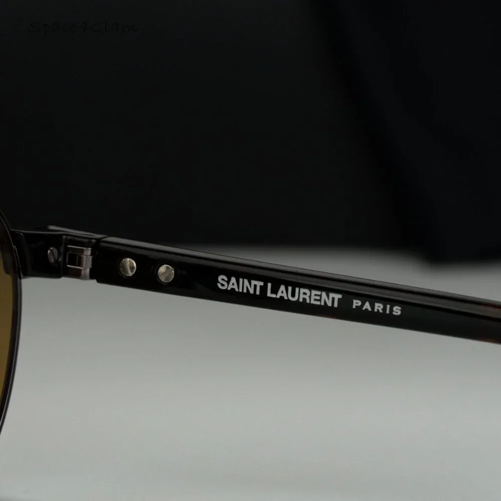 BRAND NEW Saint Laurent SL707 003 Grey Havana Nicotine Oval Unisex Sunglasses